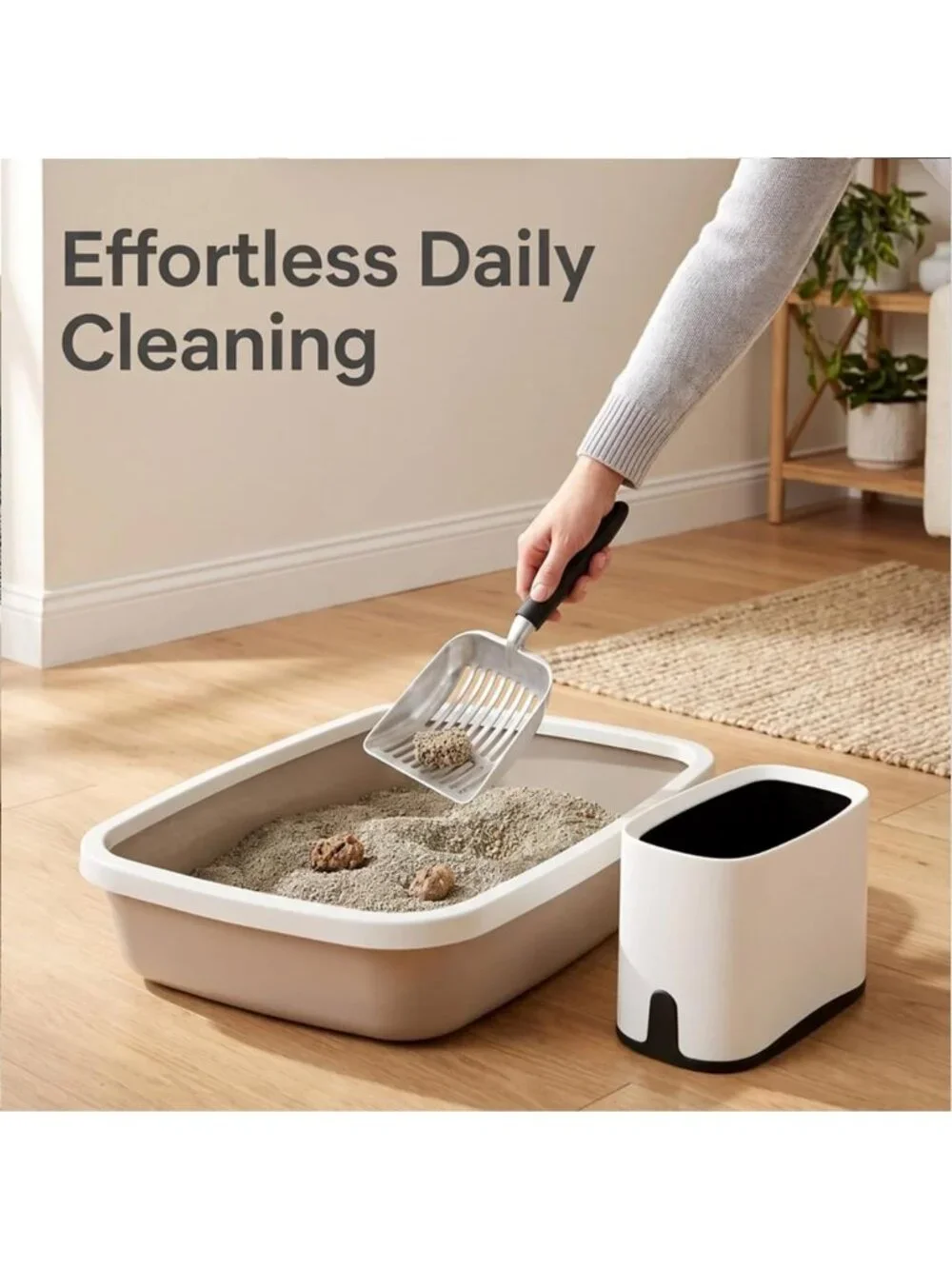 5-in-1 Heavy-Duty Cat Litter Scoop Set with Holder, Bags, Broom & Dustpan
